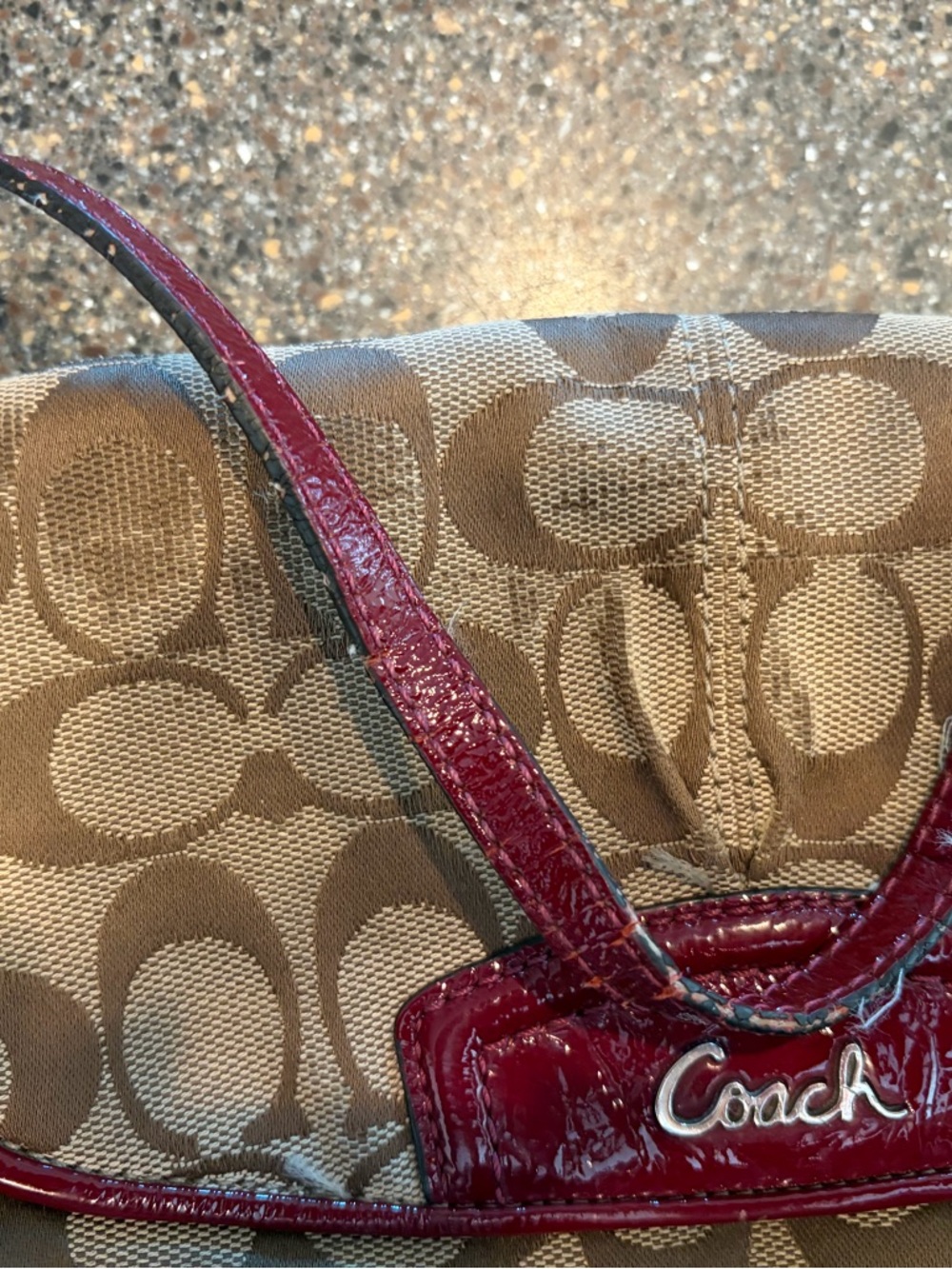 Coach Signature Jacquard w/ Burgundy Leather Trim Large Clutch/Wallet - Picture 4 of 5
